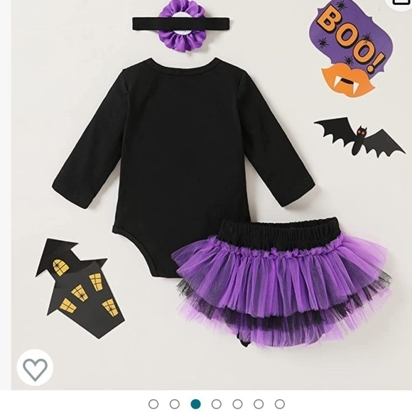 Baby Girl Halloween Outfits Print Romper and Tutu Skirts with Headband NEW - Picture 4 of 5